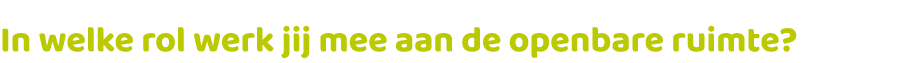 In welke rol werk jij mee aan de openbare ruimte? 
