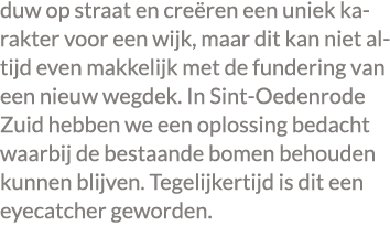 duw op straat en cre ren een uniek karakter voor een wijk, maar dit kan niet altijd even makkelijk met de fundering v...