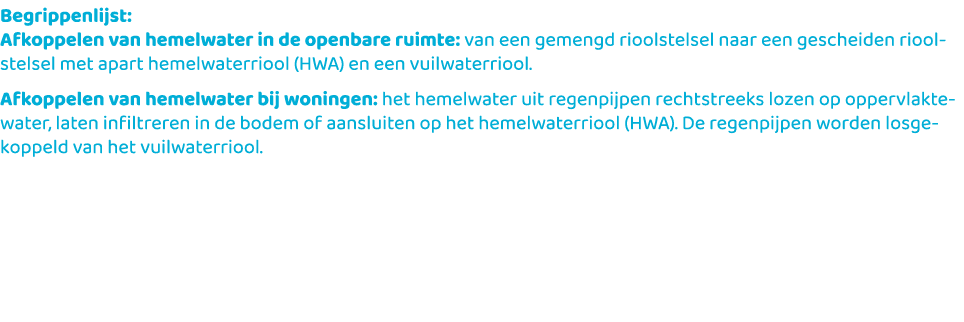 Begrippenlijst: Afkoppelen van hemelwater in de openbare ruimte: van een gemengd rioolstelsel naar een gescheiden rio...