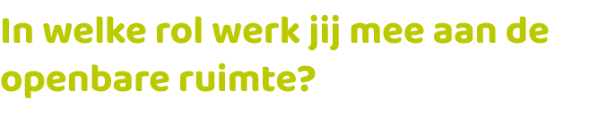 In welke rol werk jij mee aan de openbare ruimte? 
