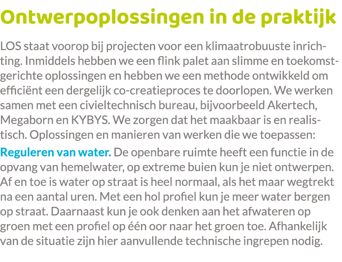 Ontwerpoplossingen in de praktijk LOS staat voorop bij projecten voor een klimaatrobuuste inrichting. Inmiddels hebbe...